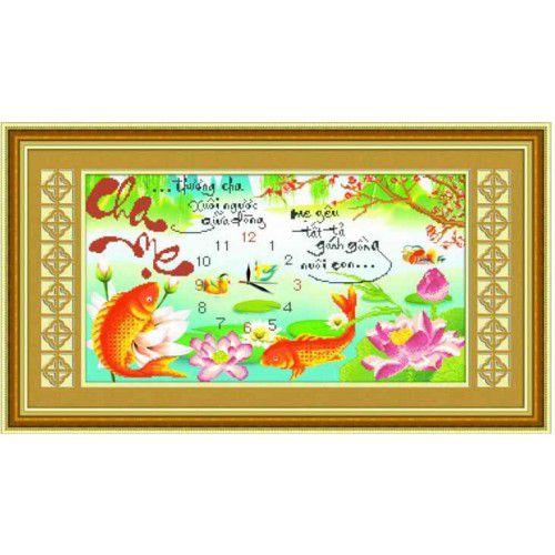 Tranh đính đá đồng hồ cha mẹ df019 kt 82x50cm - kho tranh mariko