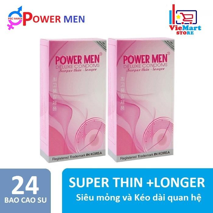 Bộ 2 Hộp Bao cao su Powermen Superthin và Longer 12s - Hãng phân phối chính thức