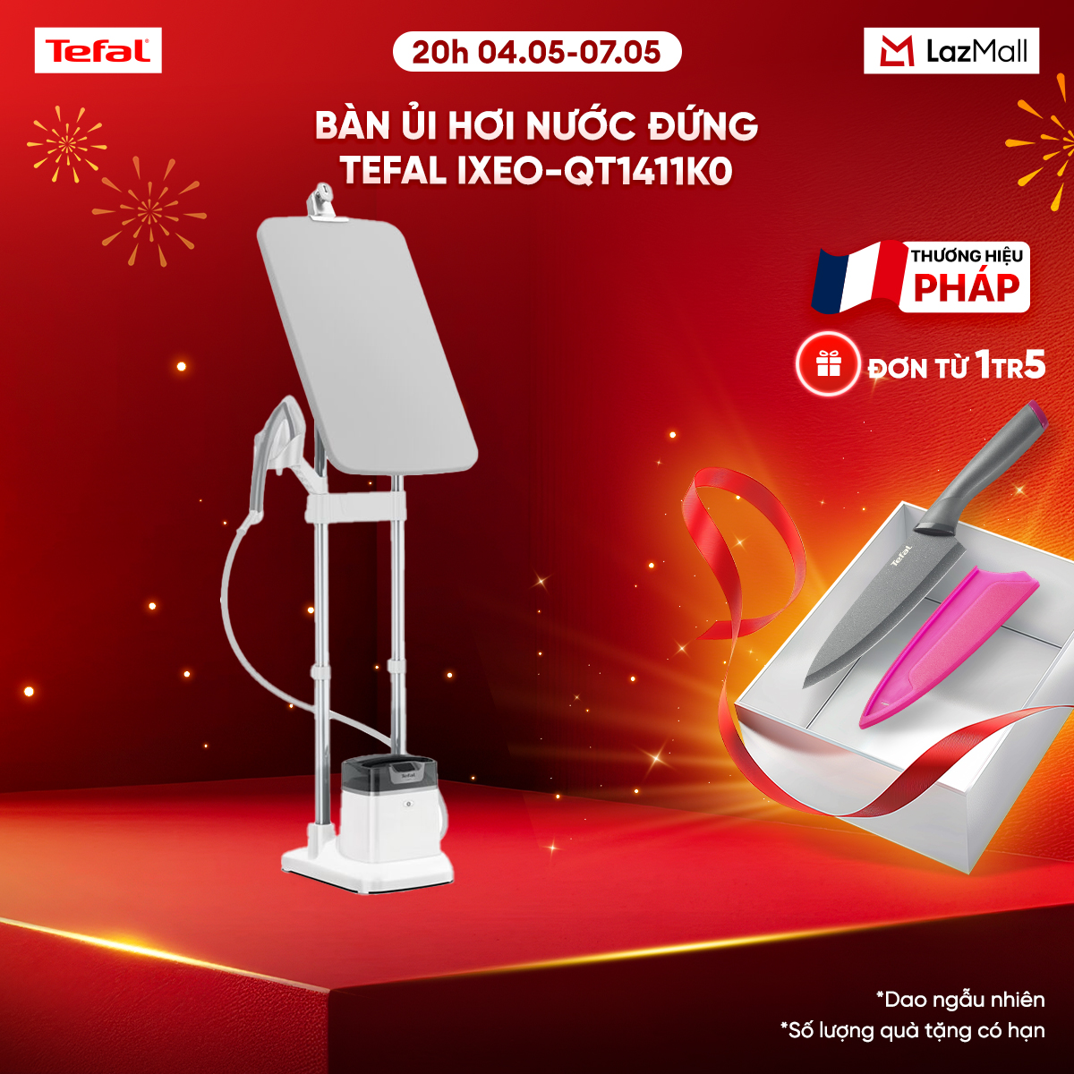 Bàn ủi hơi nước đứng Tefal IXEO Plus QT14 QT1411K0 - Hàng chính hãng - Bảo hành 2 năm