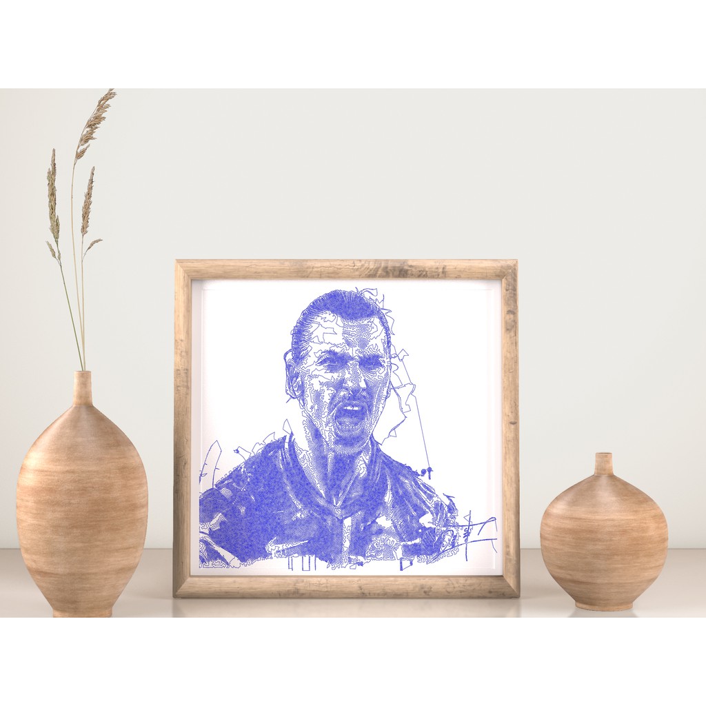 Tranh Treo tường 🎨 Freeship 🎨 Tranh vẽ số hóa bằng bút bi chân dung cầu thủ Ibrahimovic