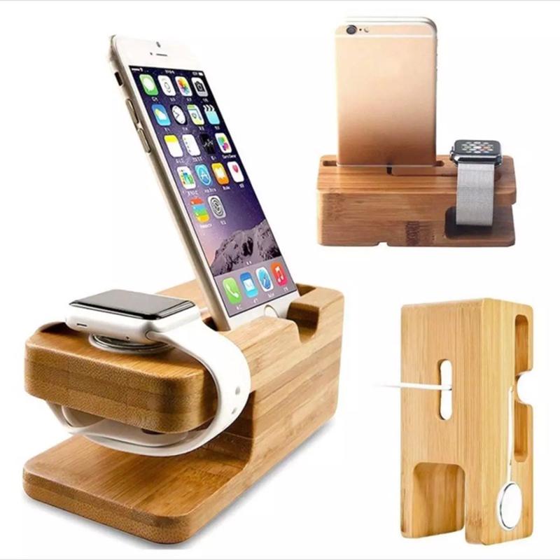 Dock đế sạc kèm giá đỡ đa năng cho iPhone, iPad, Apple Watch, Android bằng Gỗ Tre Tự Nhiên cao cấp vô cùng tiện lợi. Dock sạc điện thoại cao các loại