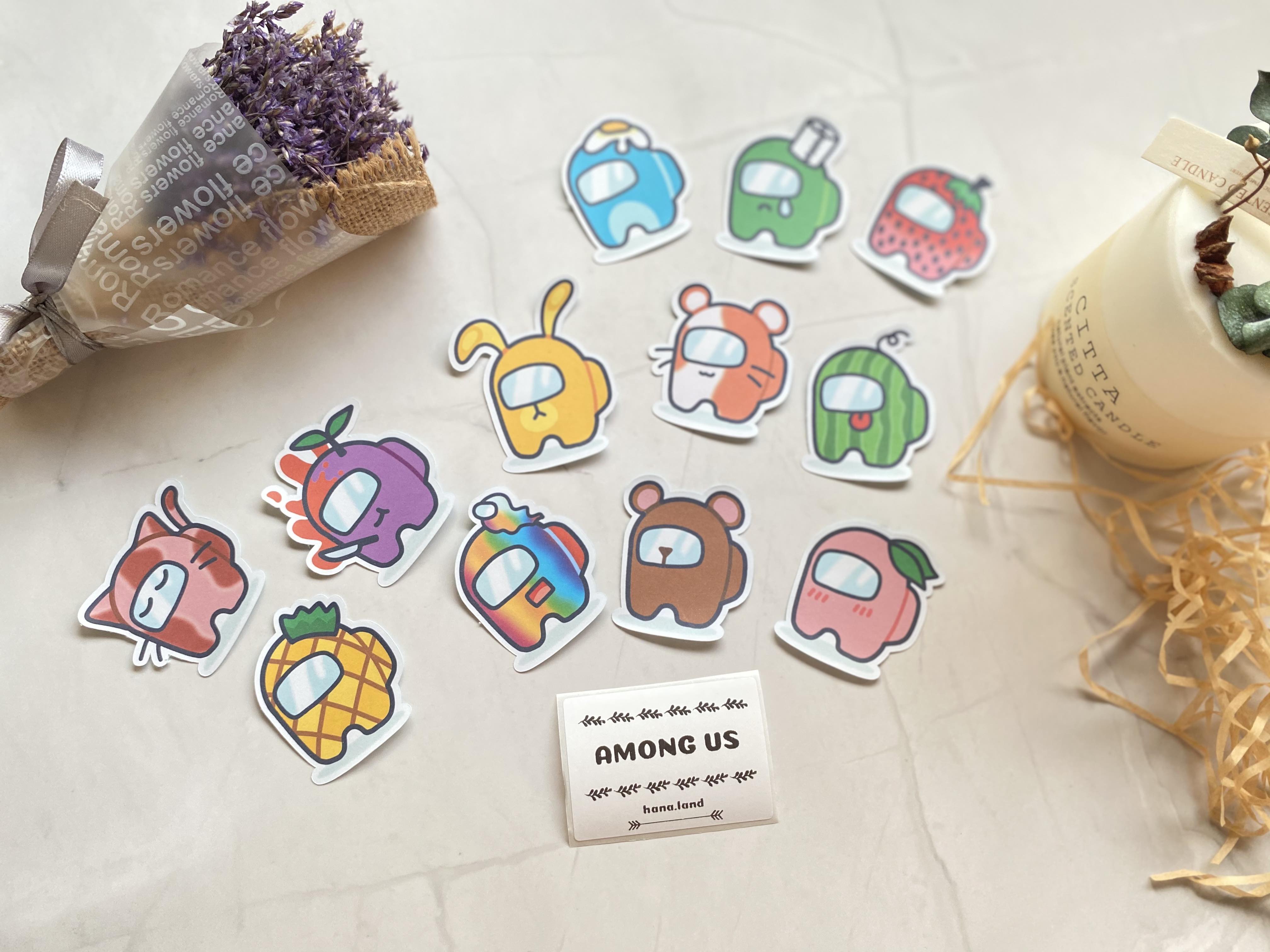 Set 12 stickers decal hình nhân vật game Among Us dễ thương _ hanaland
