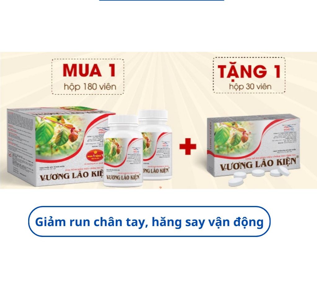 COMBO VƯƠNG LÃO KIỆN TẶNG  hộp180 viên NGAY HỘP 30 VIÊN TRÊN ĐƠN Vương Lão Kiện - hỗ trợ giảm run tay chân, hộp180 viên