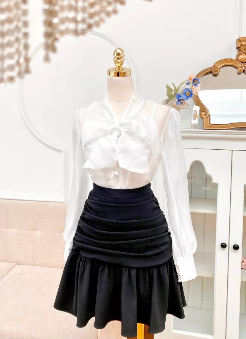 Chân váy đen nhún hông 1cv0071de lep size l