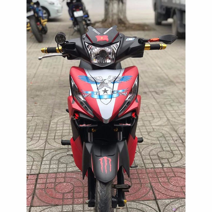 Tem trùm xe wave RSX đỏ đen trắng đại bàng - Độ dán team trùm decal xe máy wave RSX đỏ đen trắng đại bàng - Team trùm decal xe máy wave rẻ đẹp và chất