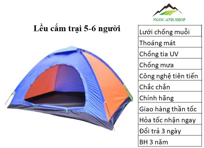 Lều trại cho 6 người, lều cắm trại 5-6 người, lều du lịch cho 6 người