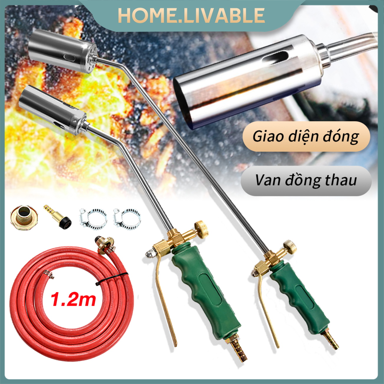 Khò gas cỡ trung Khò gas công nghiệp cán dài đầu khò Khò gas thui trâu cỡ đại dây Khò Gas Công NghiệpCán