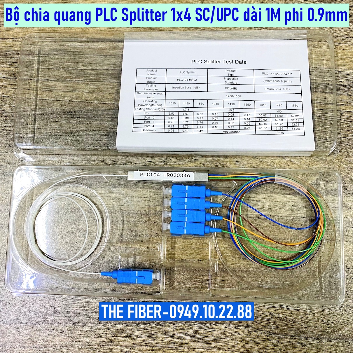 Bộ chia quang plc 1x4 sc-upc phi 0.9mm dài 1m