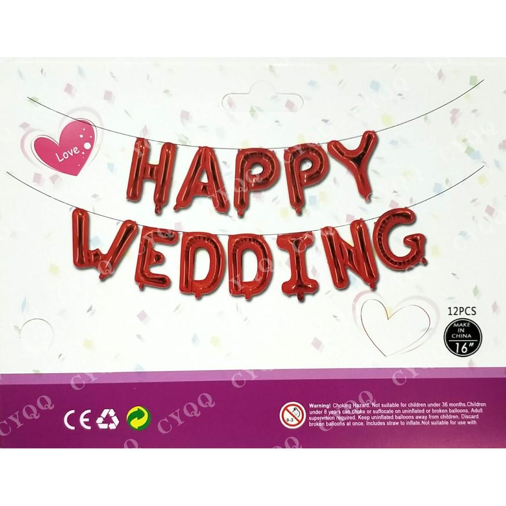 Bóng Bay Bộ Chữ HAPPY WEDDING -Trang Trí Phòng Cưới - Trang Trí Đám Cưới