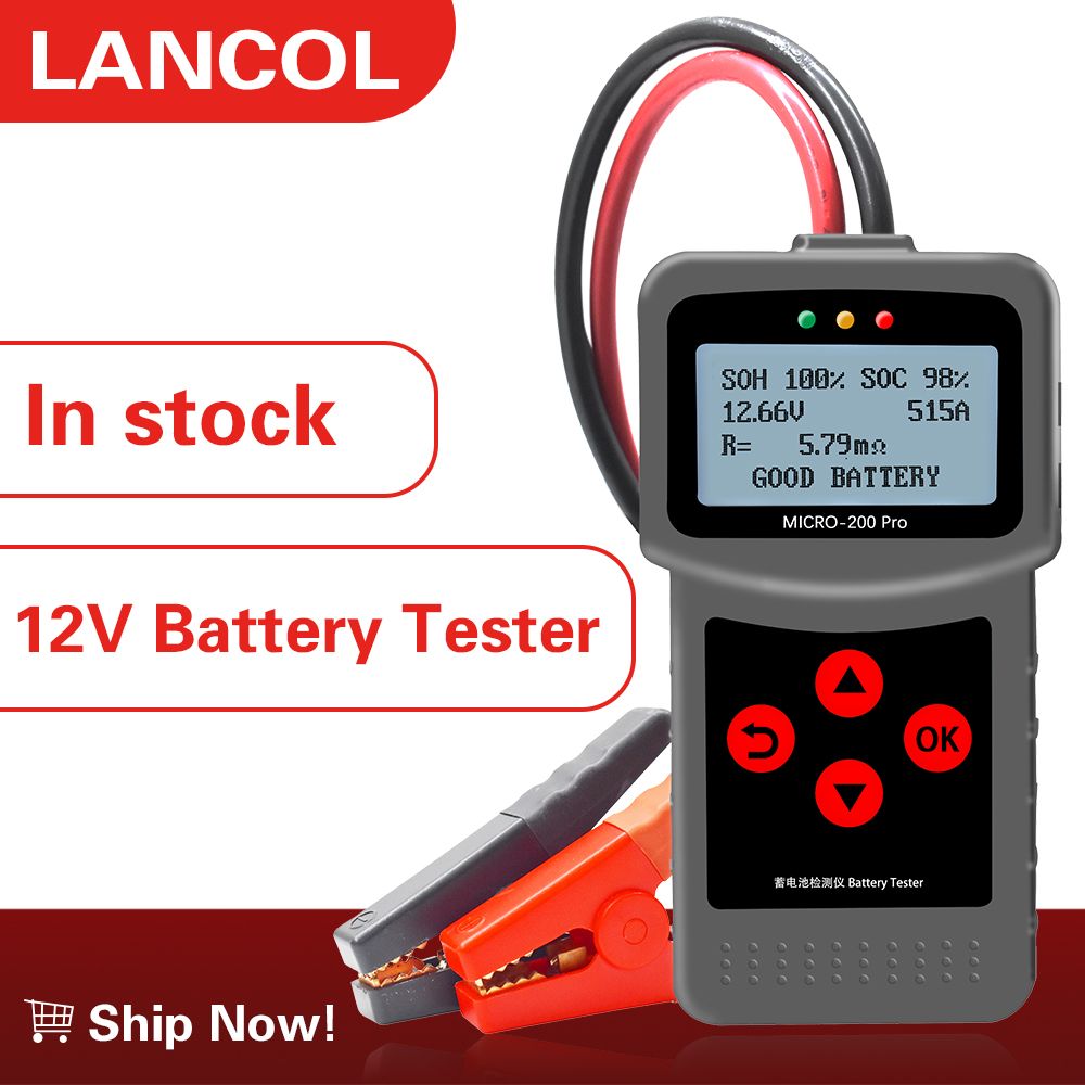  Lancol Micro200 Pro 12V Máy Kiểm Tra Ắc Quy 40-2000CCA 3-220Ah Có Quay Sạc Công Cụ Chẩn Đoán Cho Xe Hơi 