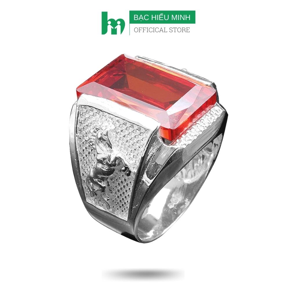 Nhẫn Nam Mã đáo Thành Công Mặt đá đỏ Bạc Hiểu Minh NA550R