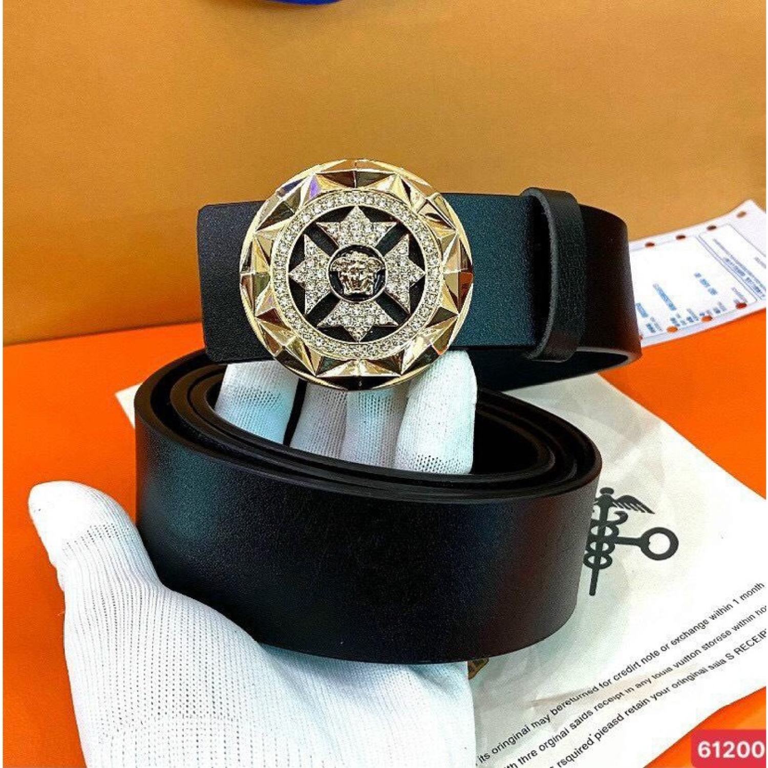 Thắt lưng nam, dây nịt nam mặt đá tròn xoay đính đá được làm từ dây da bò cao cấp