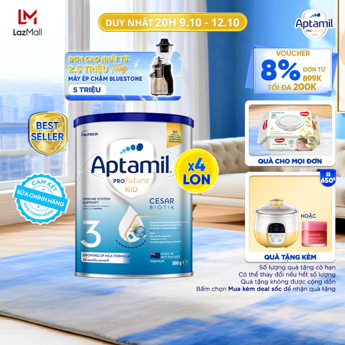 [Hỏa tốc - 0Đ] CB 4 Sữa bột Aptamil Profutura Kid Cesarbiotik New Zealand số 3 - Synbiotic độc quyền dành cho bé từ 2 đến 6 tuổi