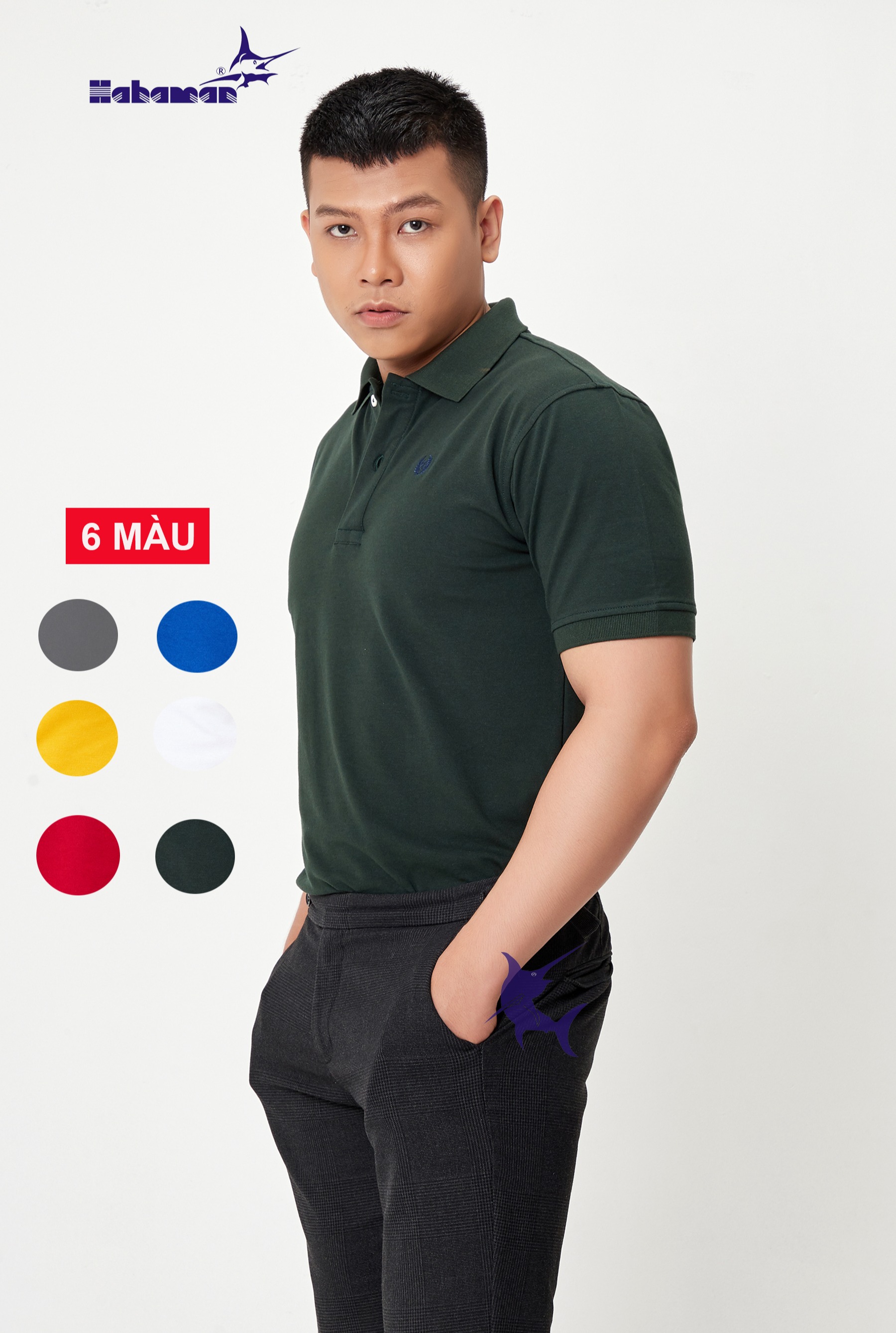 Hahaman áo thun polo nam cổ bẻ basic vải cá sấu cao cấp atpl0016