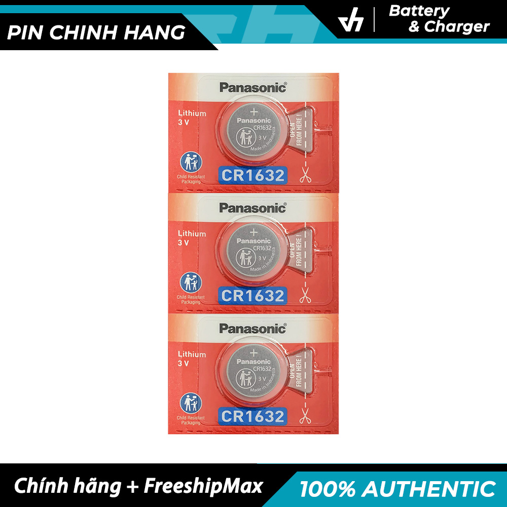 Vỉ 3 pin panasonic cr1632 lithium 3v