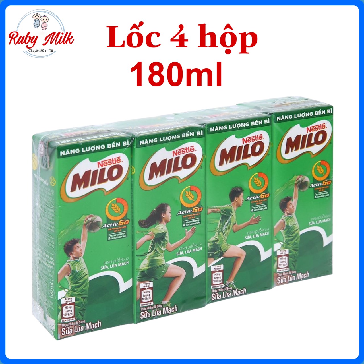 Date 2.2024 Lốc 4 hộp sữa Milo lúa mạch 180ml