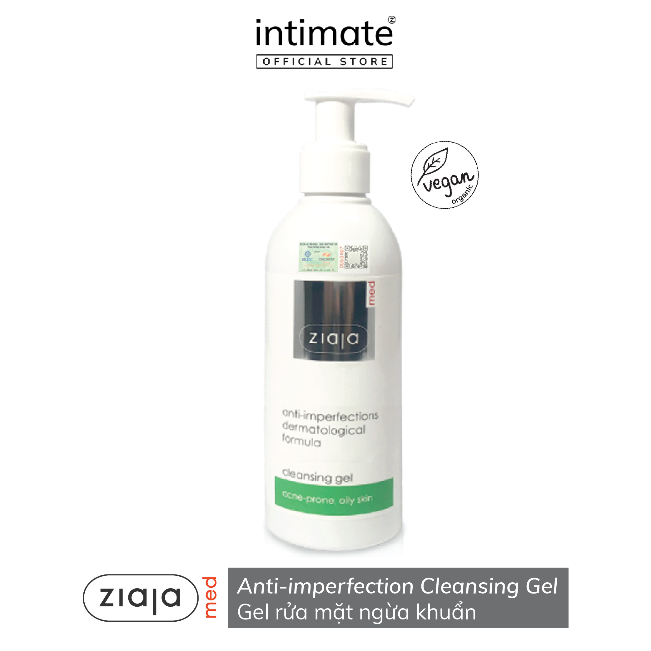Gel Rửa Mặt Ziaja Med Anti-imperfections Dermatological Formula ZIAJA BANIPHAR Làm Sạch Và Loại Bỏ Bụi Bẩn 200ml