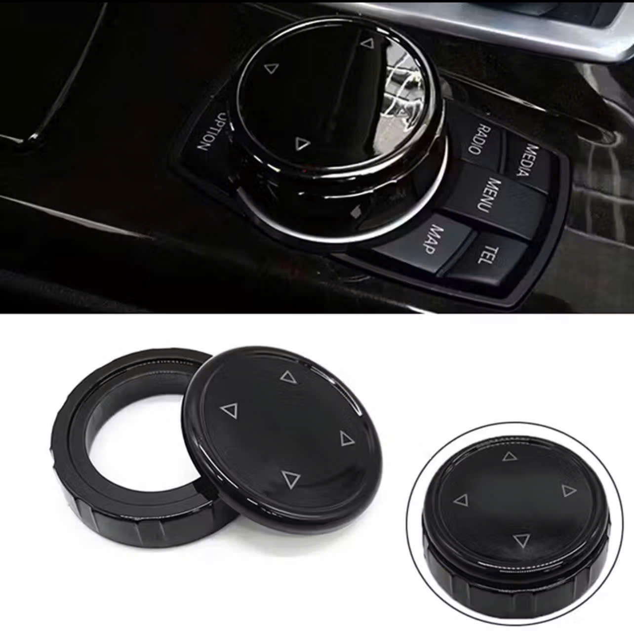 Ốp nút điều khiển đa phương tiện Idrive bằng nhựa ABS & pha lê cho BMW F10/20/30 (Màu đen)