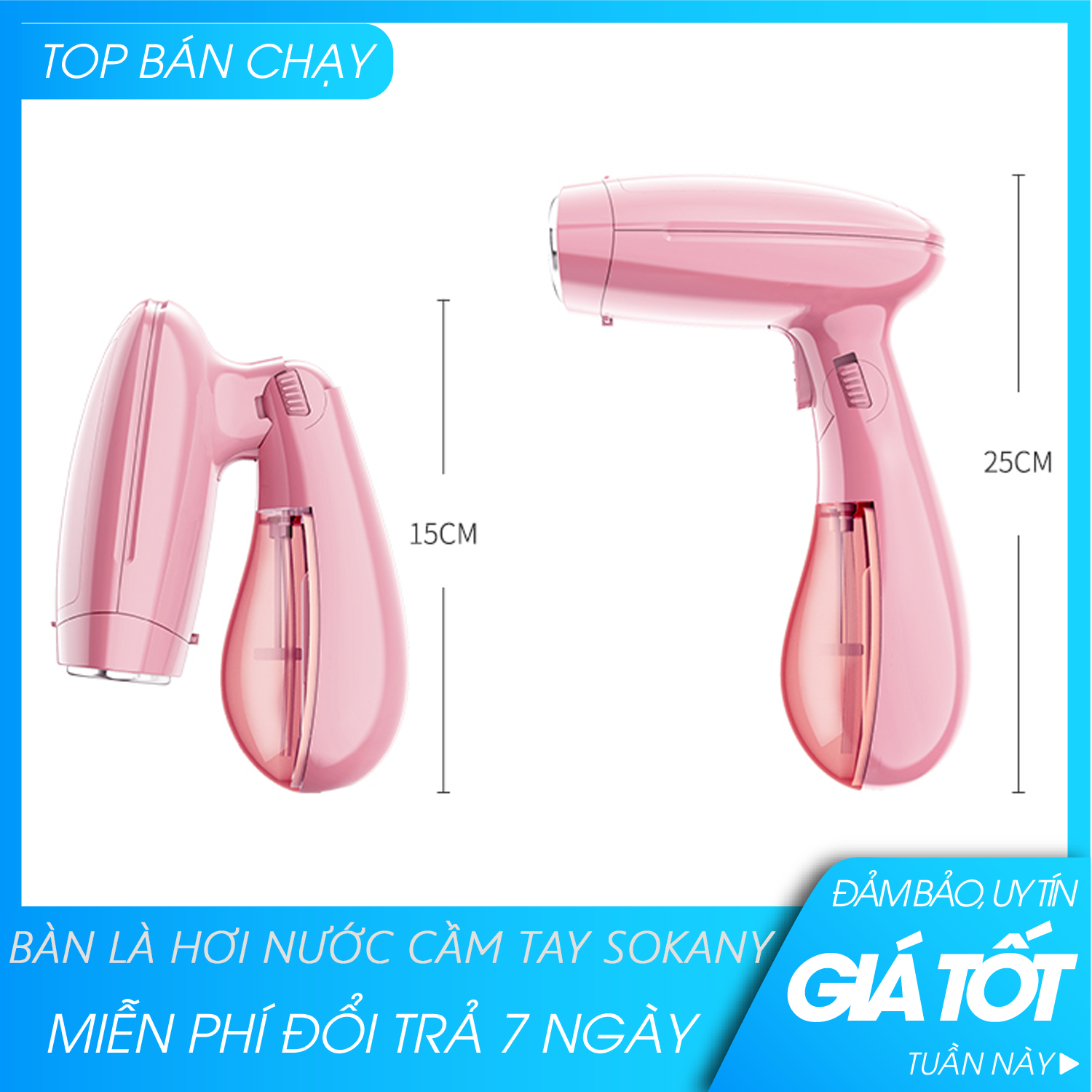 ( BẢO HÀNH UY TÍN) Bàn là hơi nước cầm tay - bàn là hơi nước SOKANY- Công suất 1300W-Bàn Là Ủi Quần Áo - Bàn Là Hơi Bàn Là Quần Áo Cầm Tay , Bàn Là Mini- Hỗ trợ đổi trả 7 ngày