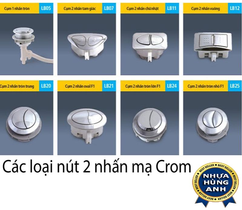 Nút nhấn xả bồn cầu loại tốt, mạ crom có nhiều kích thước