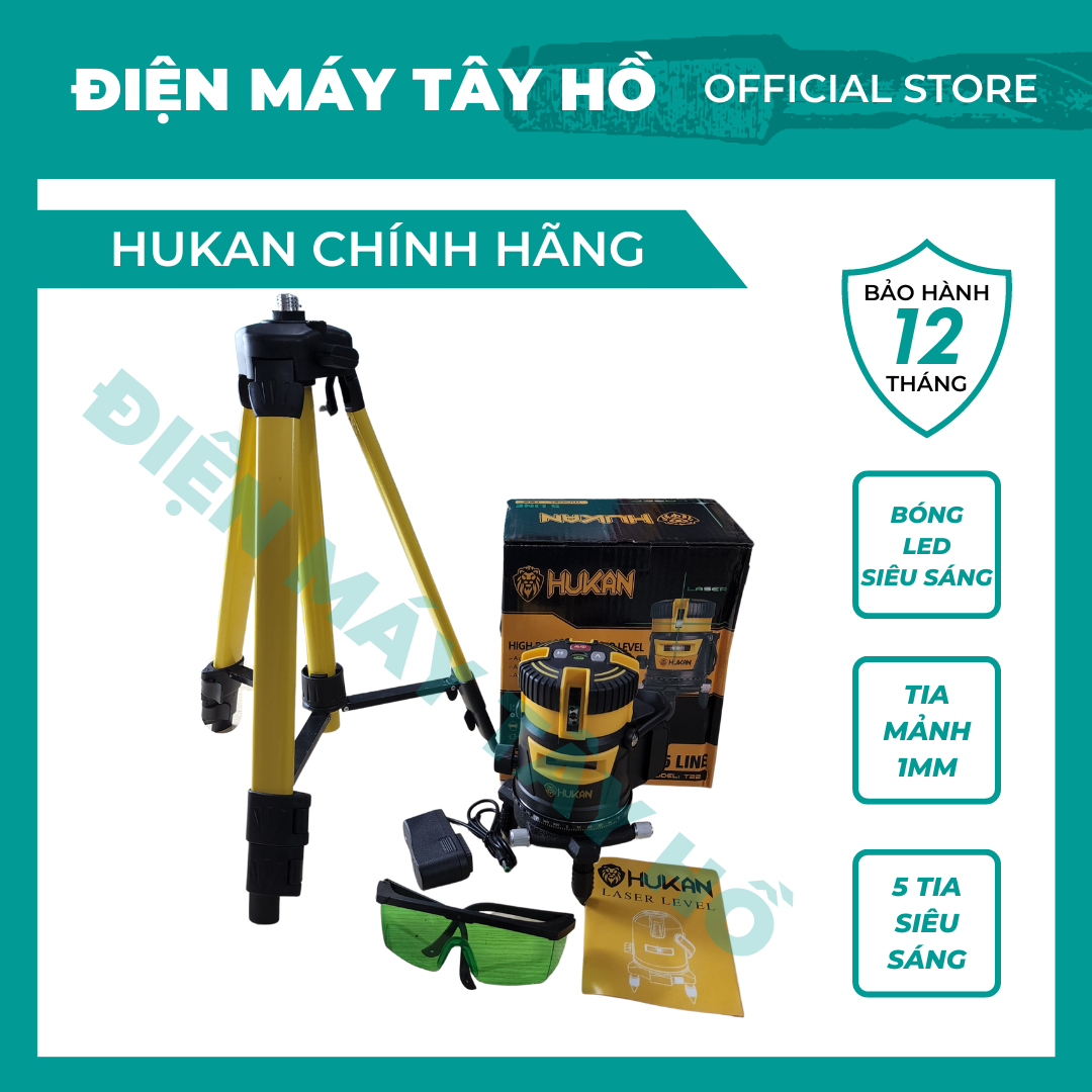 Máy cân bằng laser 5 tia xanh Hukan T22, bảo hành chính hãng 12 tháng