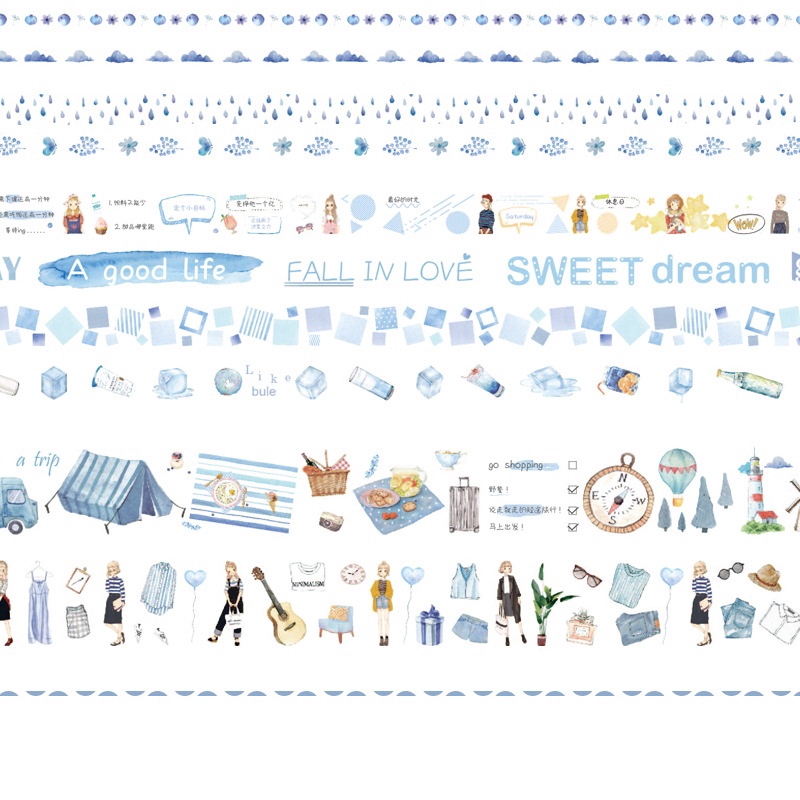 Washi Tape - Set 10 băng keo dán Fall in Love trang trí sổ tay Planner, nhật ký, thiệp [WT10-H]