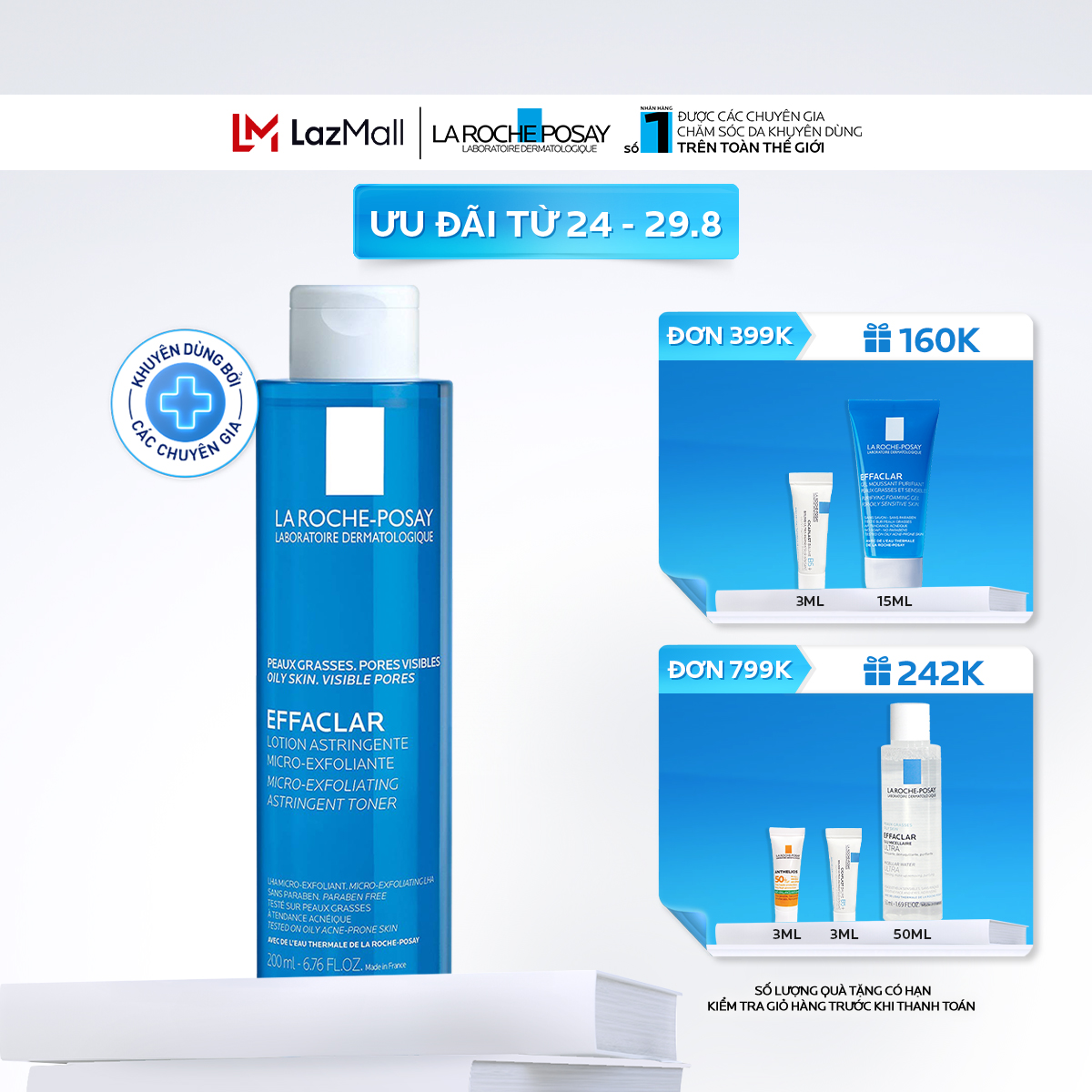 Nước cân bằng (toner) giàu khoáng dành cho da dầu La Roche-Posay Effaclar Astringent Lotion 200ml