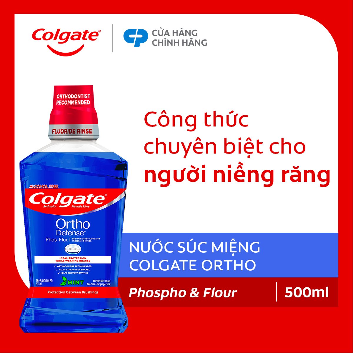 Nước súc miệng Colgate Ortho với công thức chuyên biệt cho người niềng răng 500ml
