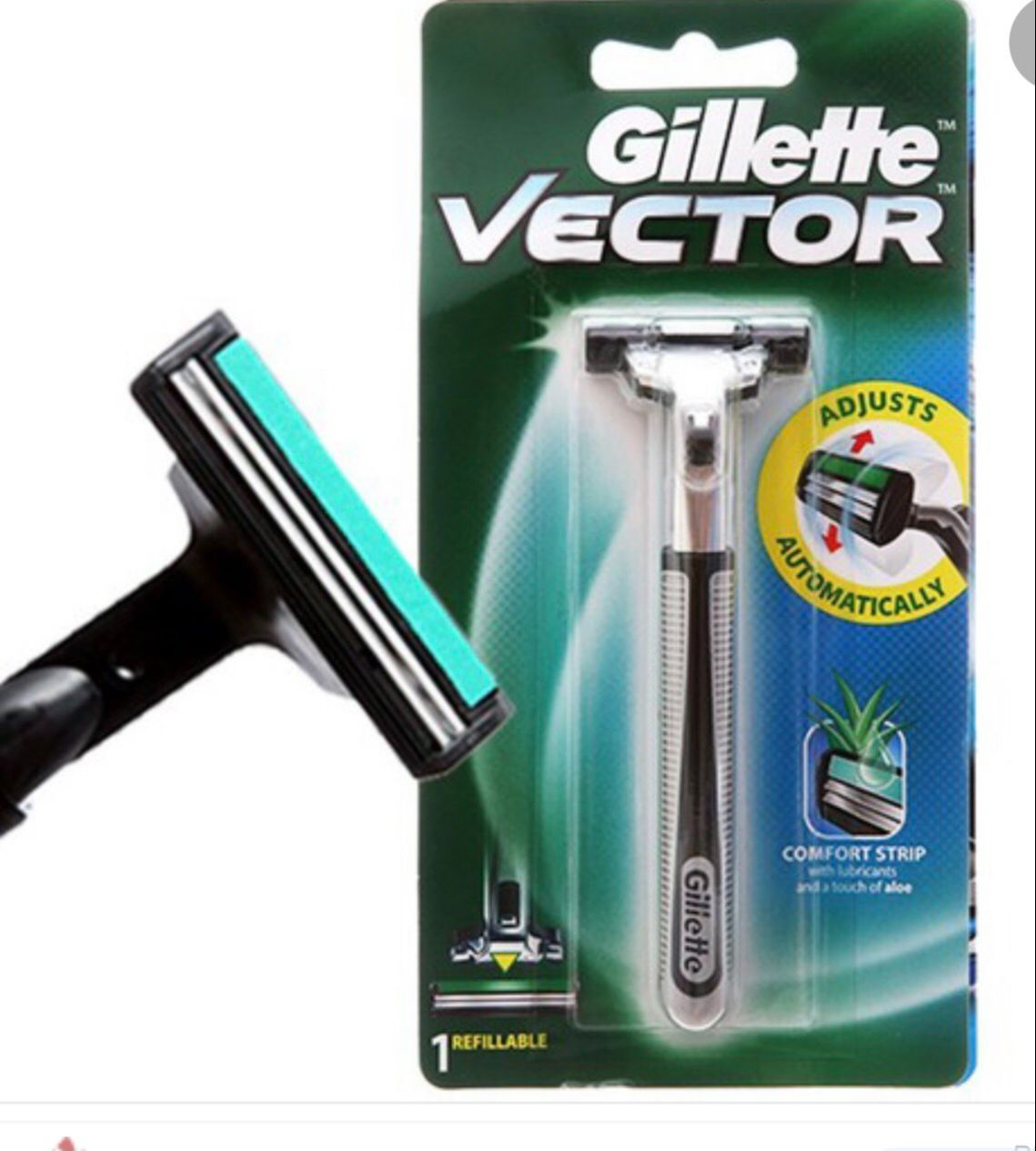Bộ dao cạo râu Gillette Vector một cần, một lưỡi dao cạo Gillette Vector 100% chính hãng.
