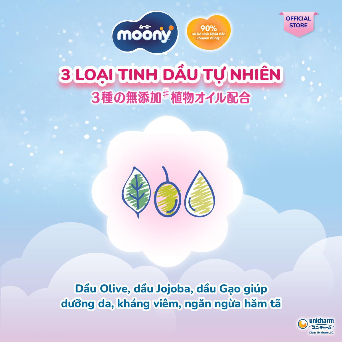 [Chỉ 20h 04-07.05] Combo 3 Tã dán Moony Newborn 90
