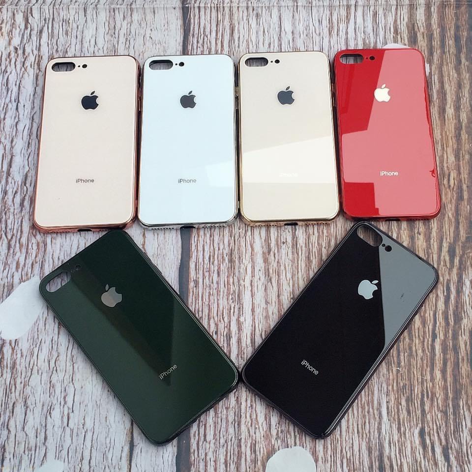 Ốp điện thoại kính cường lực viền dẻo cùng màu với lưng máy iphone 7plus/8plus