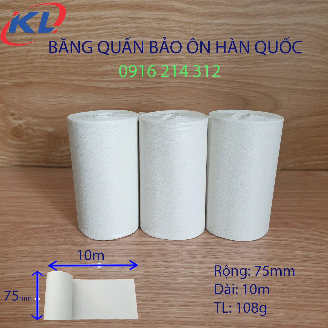 (Combo 6 cuộn) Băng quấn bảo ôn - Si quấn Hàn Quốc - Si cuốn Hàn Quốc 75mmx10m