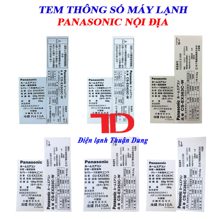 Tem thông số đuôi nóng dành cho Máy Lạnh PANASONIC nội địa