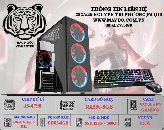 PC BN31 - ĐỒ HOẠ - GAMING (I7-4790/DDR3-8G/SSD 128G + 500G/RX580-8G-2ND)