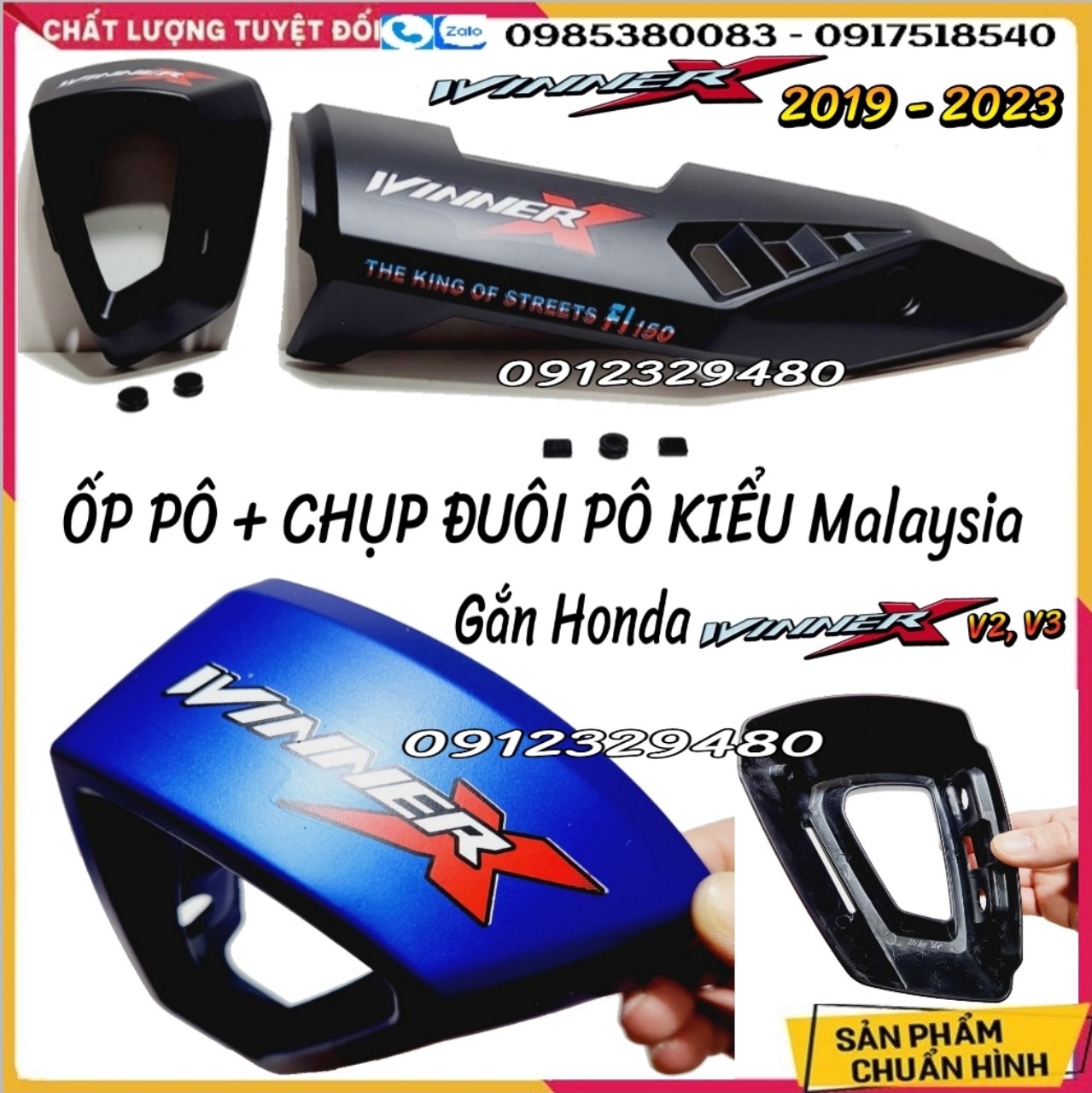 💥Ốp Pô, Chụp Đuôi Pô Honda Winner X – Chụp Pô Winner X - Mẫu Mới Malaysia – Dùng Cho Winner X V2 và