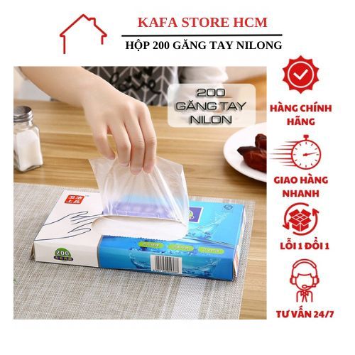 Hộp 200 Găng Tay Nilong Dùng 1 Lần Tự Phân Hủy - Bao Tay Nilong Làm Bếp Tiện Lợi Vệ Sinh Loại Tốt, Dày Và Dai Bảo Vệ Môi Trường An Toàn, Không Mùi, Không Độc Hại.