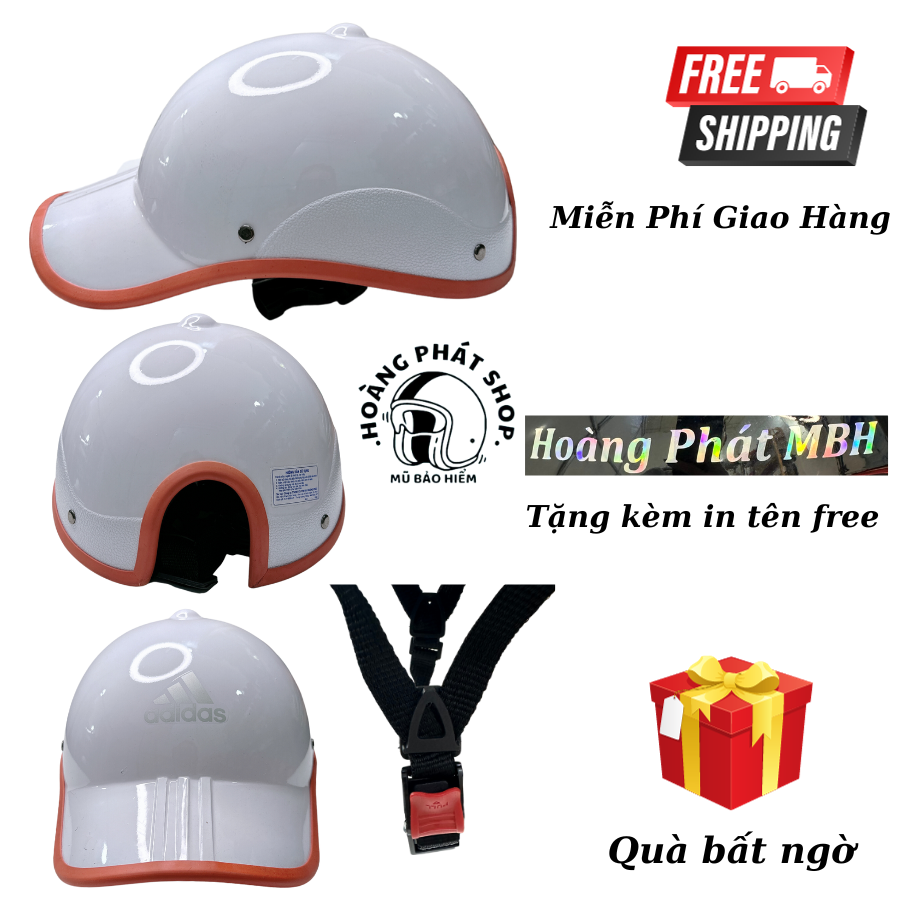 Nón kết trắng trơn, mũ bảo hiểm lưỡi trai trắng trơn viền màu dễ thương có khoét lỗ sau nón chất liệu cứng cáp
