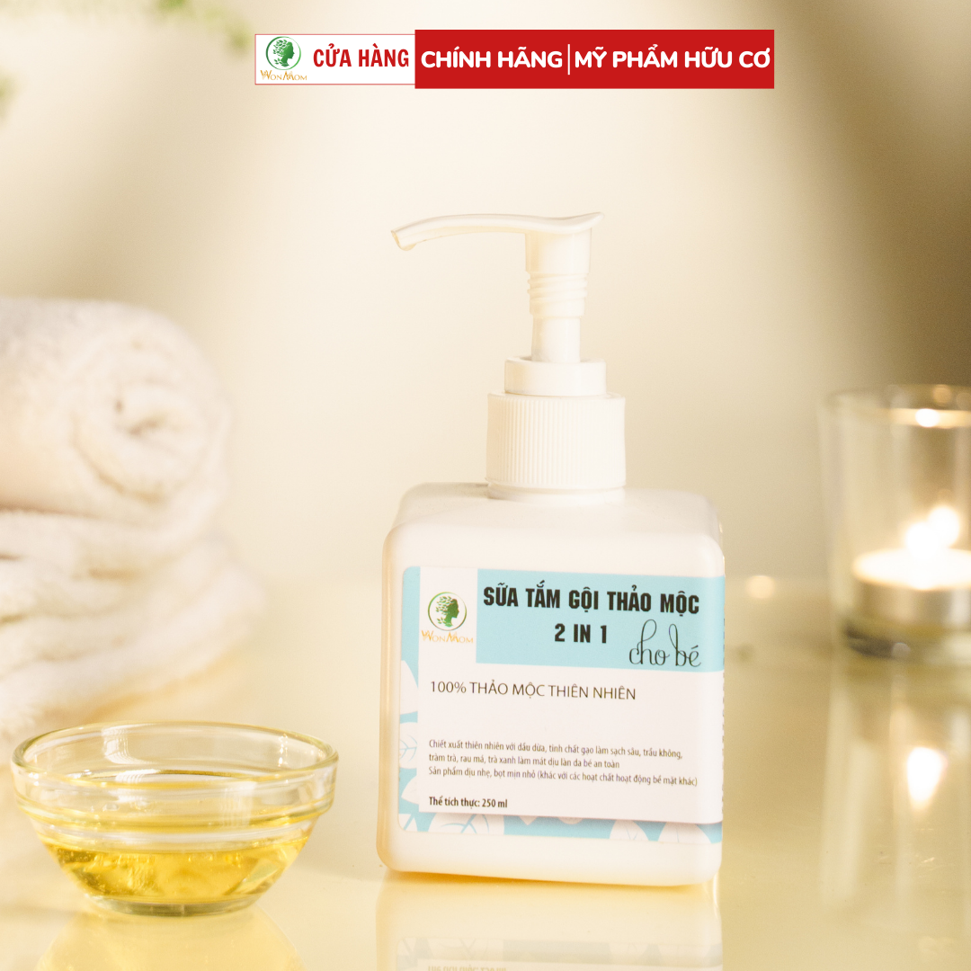 Sữa tắm gội thảo mộc 2in1 cho bé WonMom 250ml