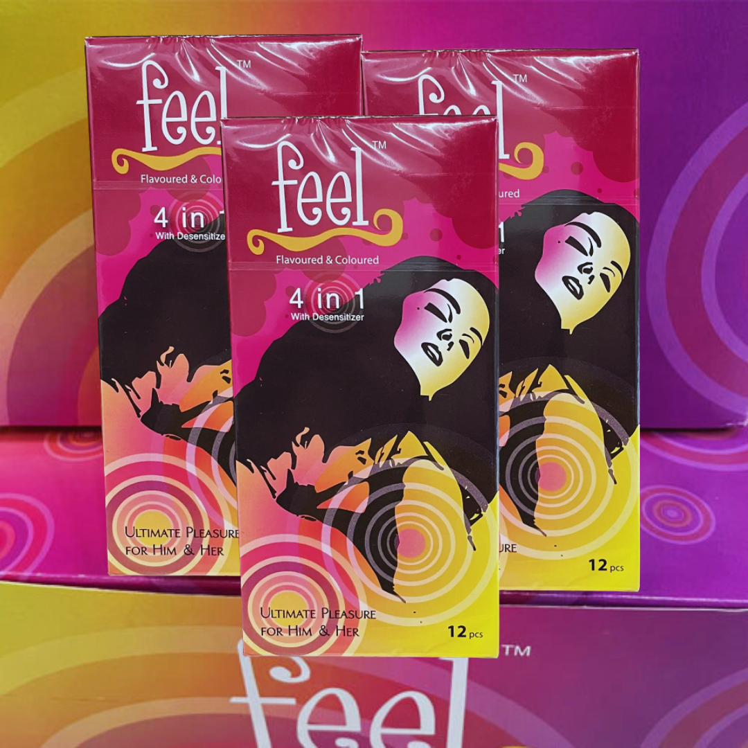 Bộ 3 hộp Bao cao su Feel 4in1 hộp 12 bao - Bao cao su kéo dài thời gian quan hệ