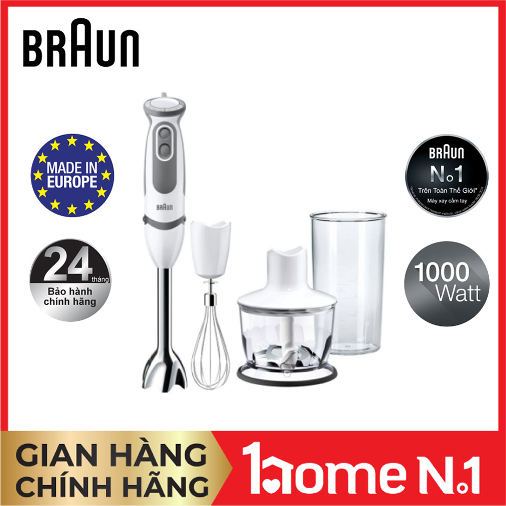 Máy xay cầm tay Braun MQ5235, 1 Đổi 1 Trong 2 Năm, Công suất 1000W, Nhập khẩu Châu Âu