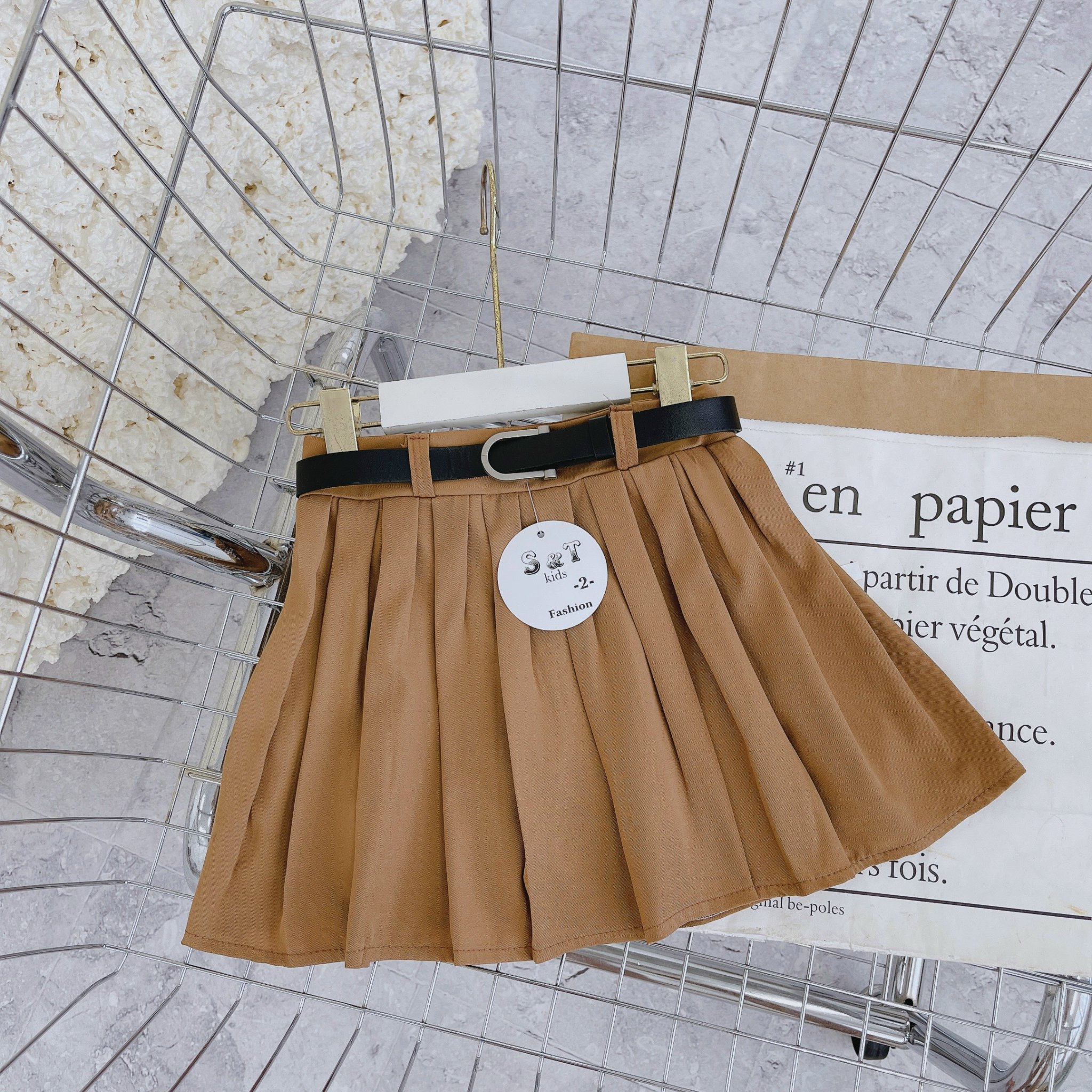 Chân VÁy xếp ly trơn có quần trong cho bé 15-30kg