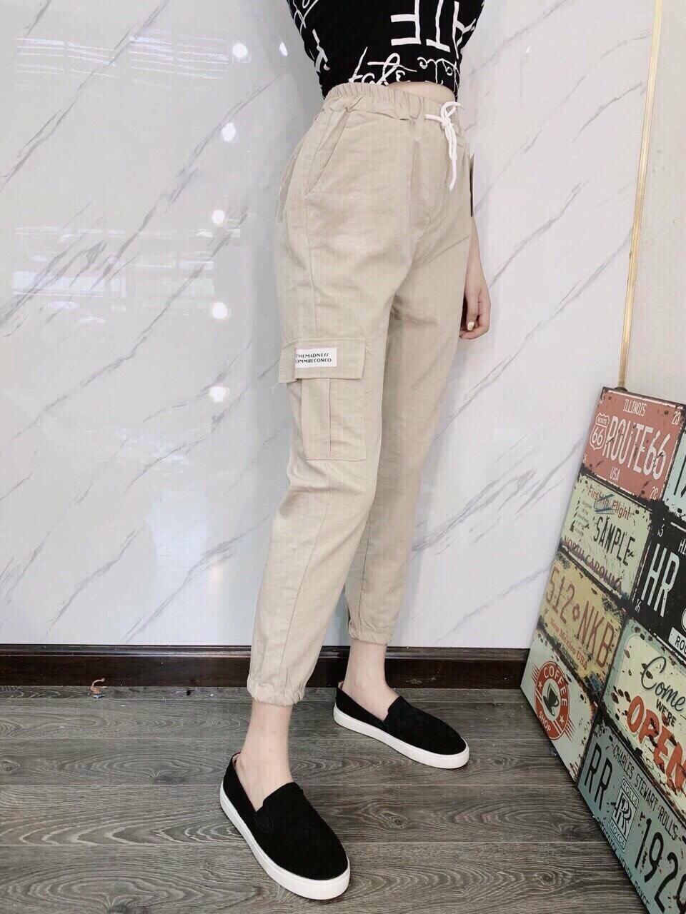 [HCM]Quần Jogger Kaki Nữ Túi Hộp Ống Bo Hàn Quốc Năng Động Cá Tính Otis EVA QD 10023