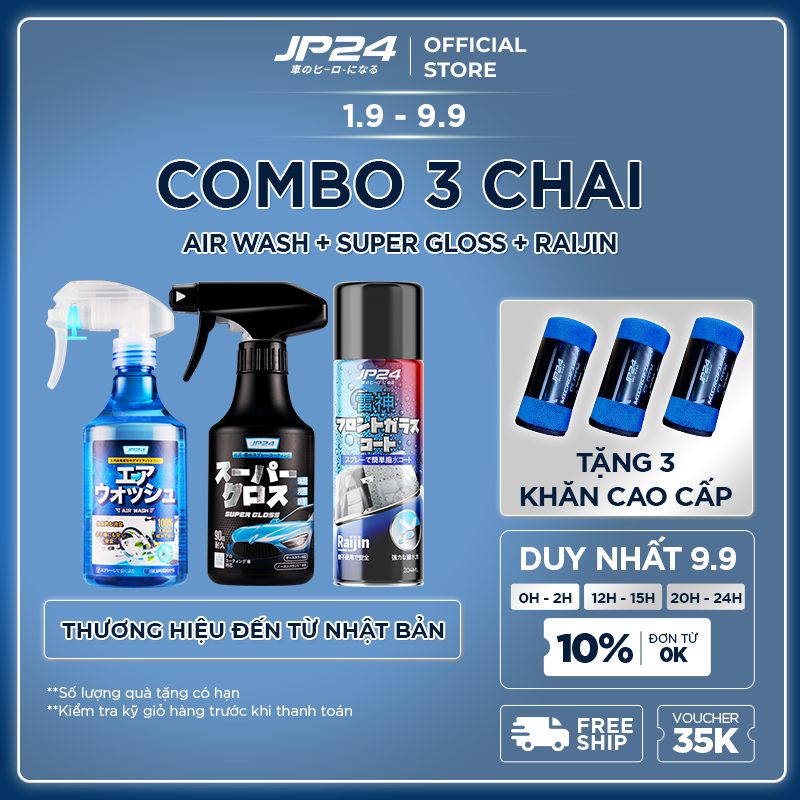 Combo 3 chai chăm sóc xe ô tô toàn diện JP24