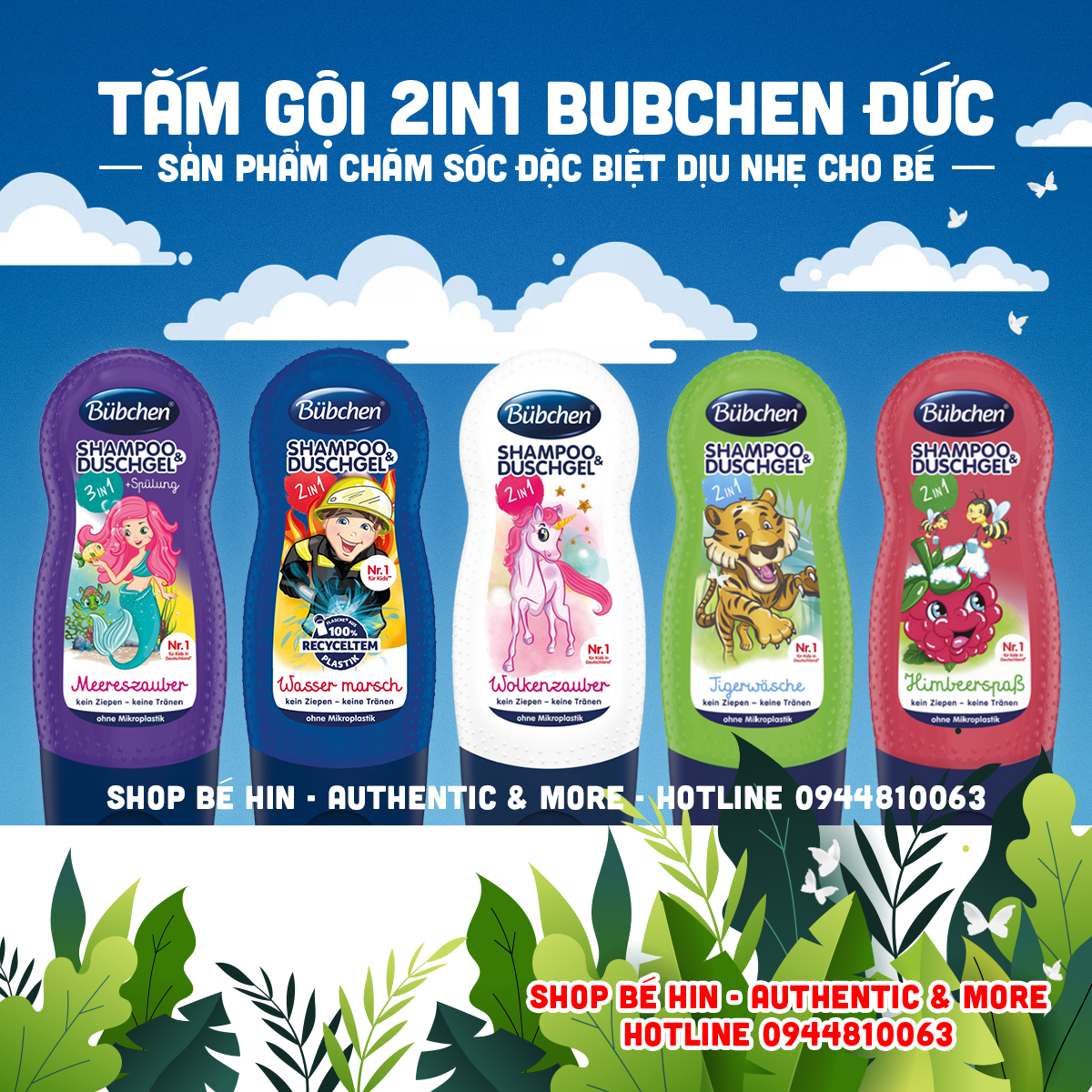 Tắm gội trẻ em Bubchen 2in1 Đức, an toàn cho cả bé có làn da nhạy cảm, không cay mắt bé, 230ml