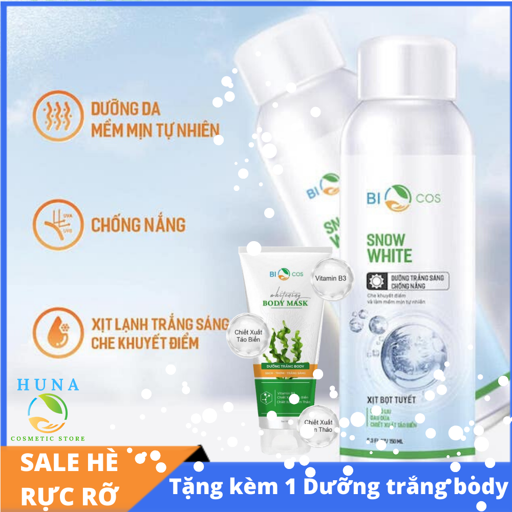 Kem xịt bọt tuyết chống nắng Bio Cosmetics - giảm thâm, dưỡng trắng, chống nắng hiệu quả - 150 mL