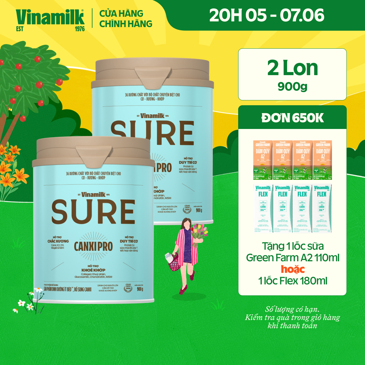 Combo 2 lon Sữa bột Vinamilk CanxiPro 900g (Hộp thiếc) - Sữa bổ sung Canxi cho người già cao tuổi, Tốt cho xương khớp| [ CÓ THỂ NHẬN BAO BÌ CŨ/ MỚI]