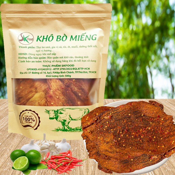 [HCM]KHÔ BÒ MIẾNG MỀM LOẠI SIÊU CAY HIỆU SK FOOD - BỊCH 250G (100% KHÔ BÒ)
