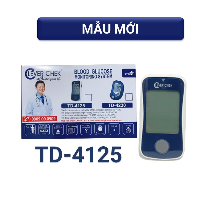 Máy đo đường huyết tiểu đường Clever Chek TD 4125 - tặng 25 que thử