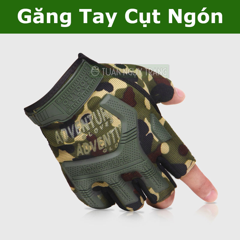 Găng tay cụt ngón rằn ri CS đi phượt, tập gym, đi rừng