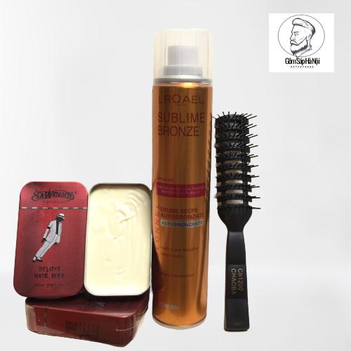 Combo gôm xịt tóc lorel sublime bronze 320ml + sáp vuốt tóc sawensito deluxe hair wax